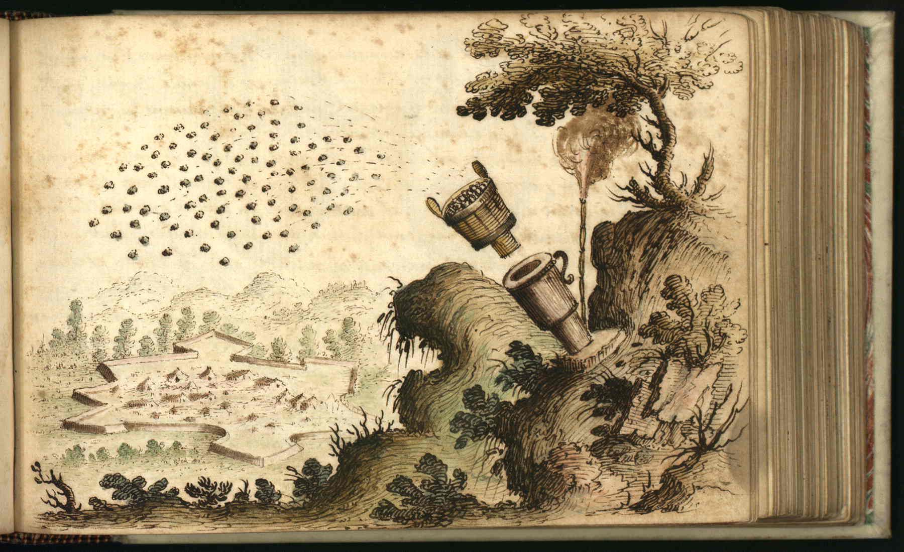 Слово реляция. Бомбардология. Рисунок Пальмквиста 1674 г соляные Варницы.